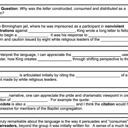 Letter from birmingham jail worksheet