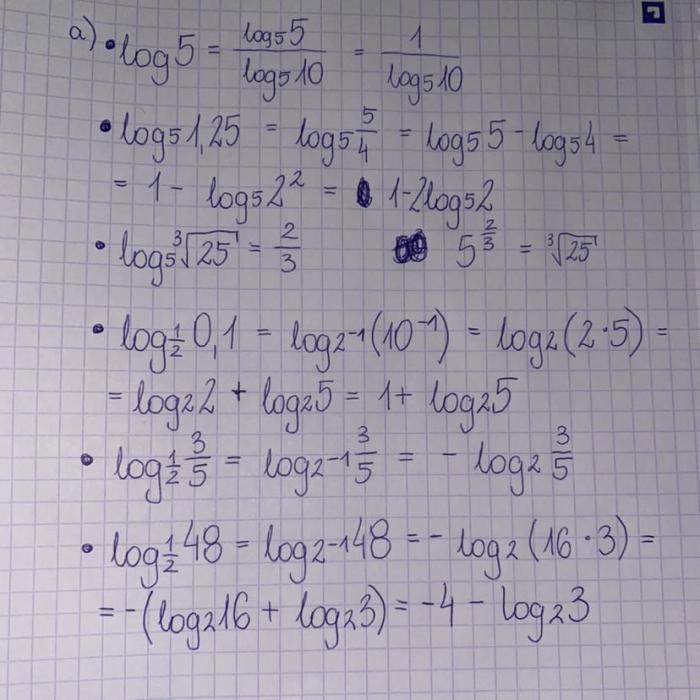 Evaluate each expression log327 log121 log5 1 25 log2128