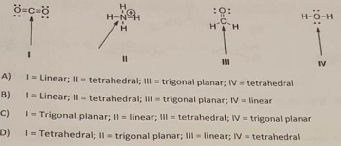 Determine the geometry around the indicated atom in each species